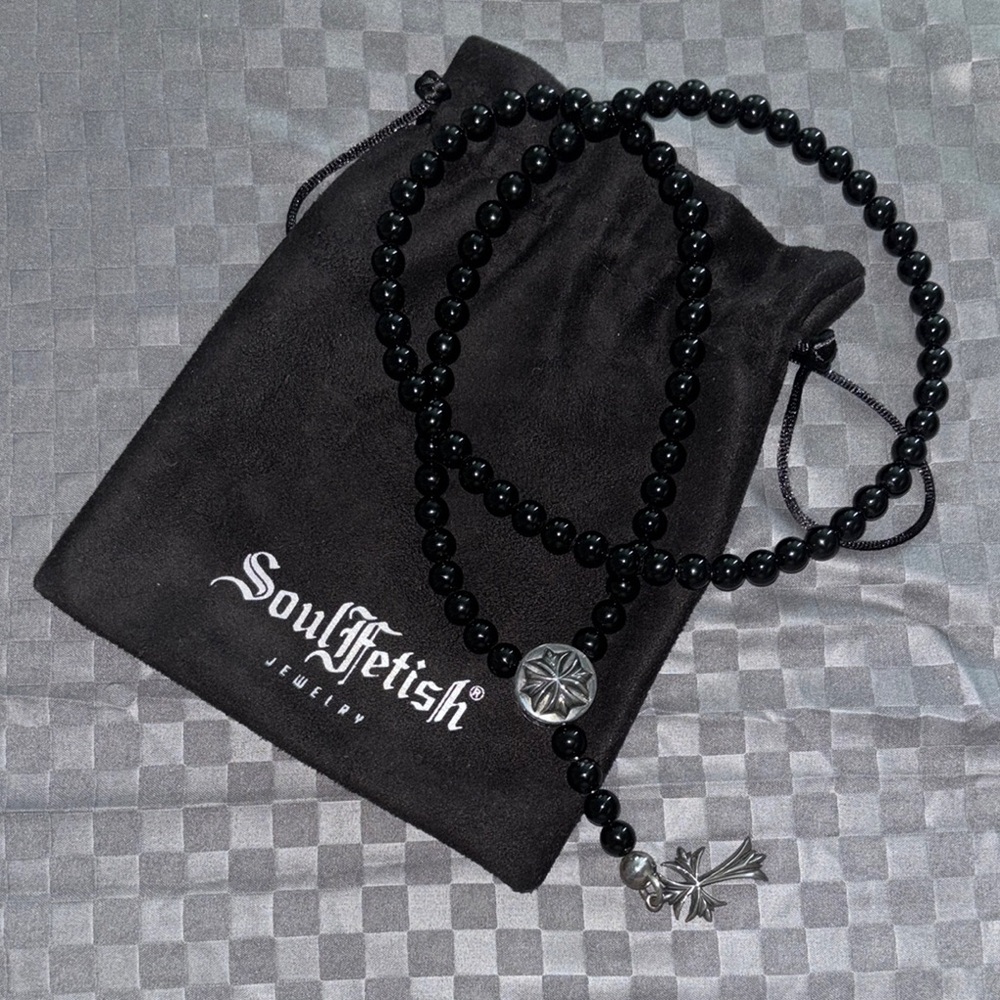 Black and Silver Beaded Jewelry Necklace